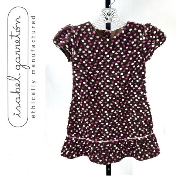 ISABEL GARRETON Girl’s Size 6 Wool Poly Blend Dress Polkadots Pink Red White - Picture 1 of 11